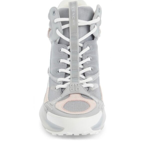 💫 NEW! GIVENCHY GIV 1 Mesh Metallic Clear-Sole High Top Sneakers 💫 - Picture 3 of 17